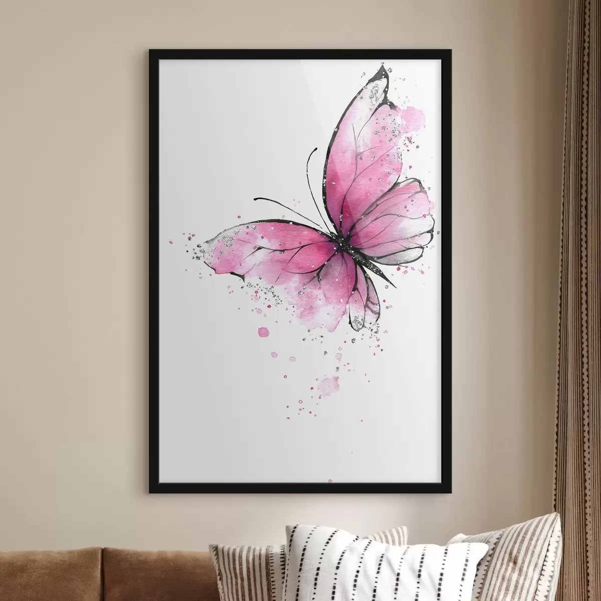 Poster Roze vlinder f46076
