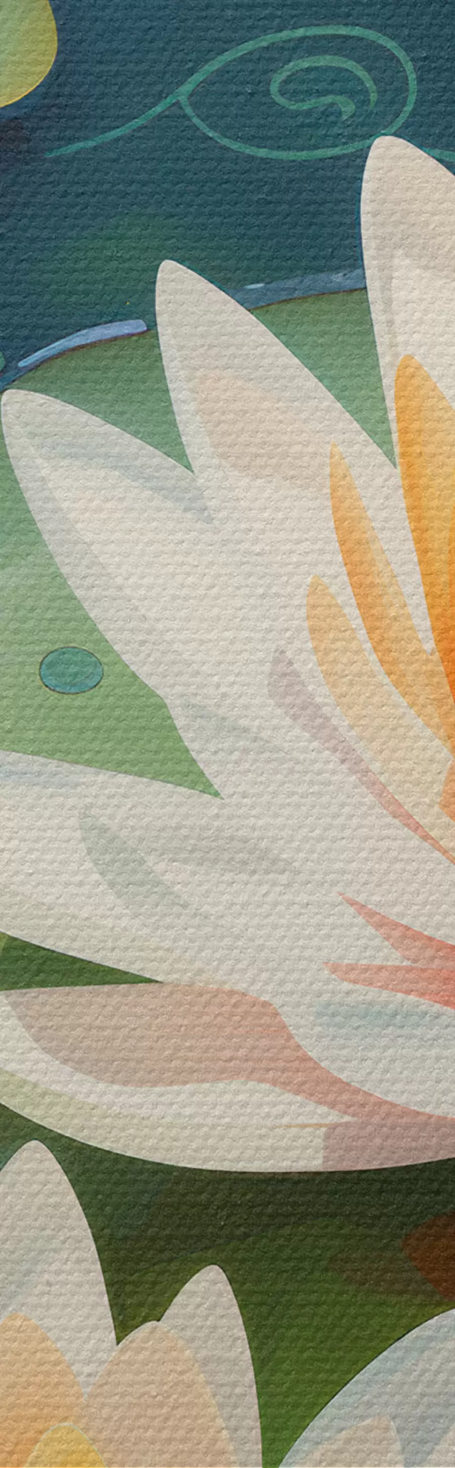  Schilderijen Vissen in een vijver en lotusbloemen m00867