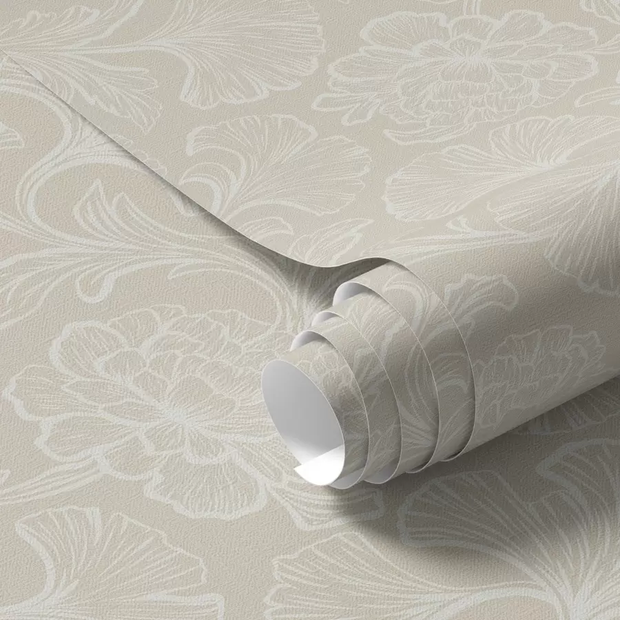 Fotobehang Lichtpatroon met ginkgo en pioenrozen a00700