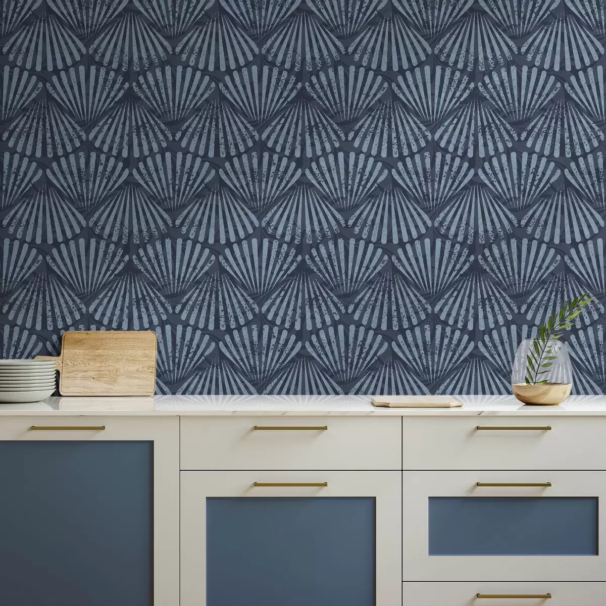 Behang Abstracte stralen in blauwtinten, dynamisch motief a00710