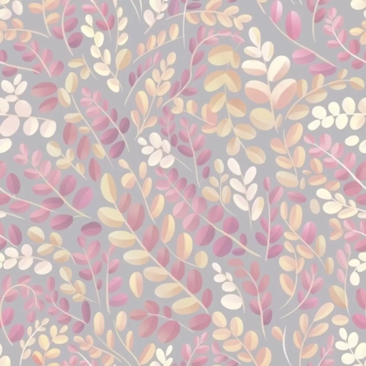 Behang Pastelkleurige takken met roze-perzikkleurig gebladerte op een grijze achtergrond a00799v1