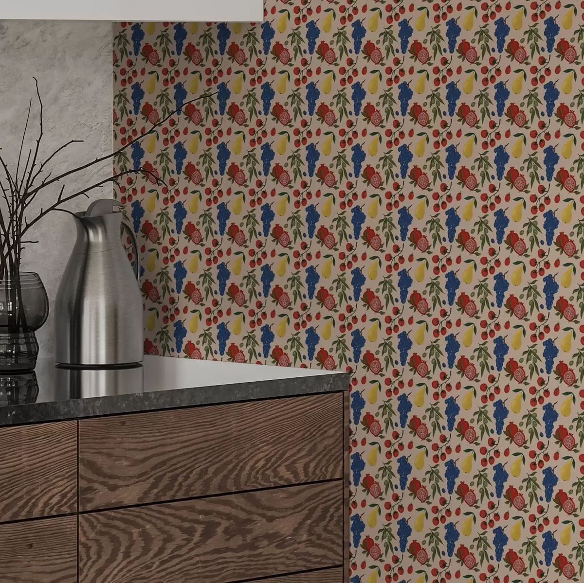 Behang Sappig fruit op een warme beige achtergrond a00801v1