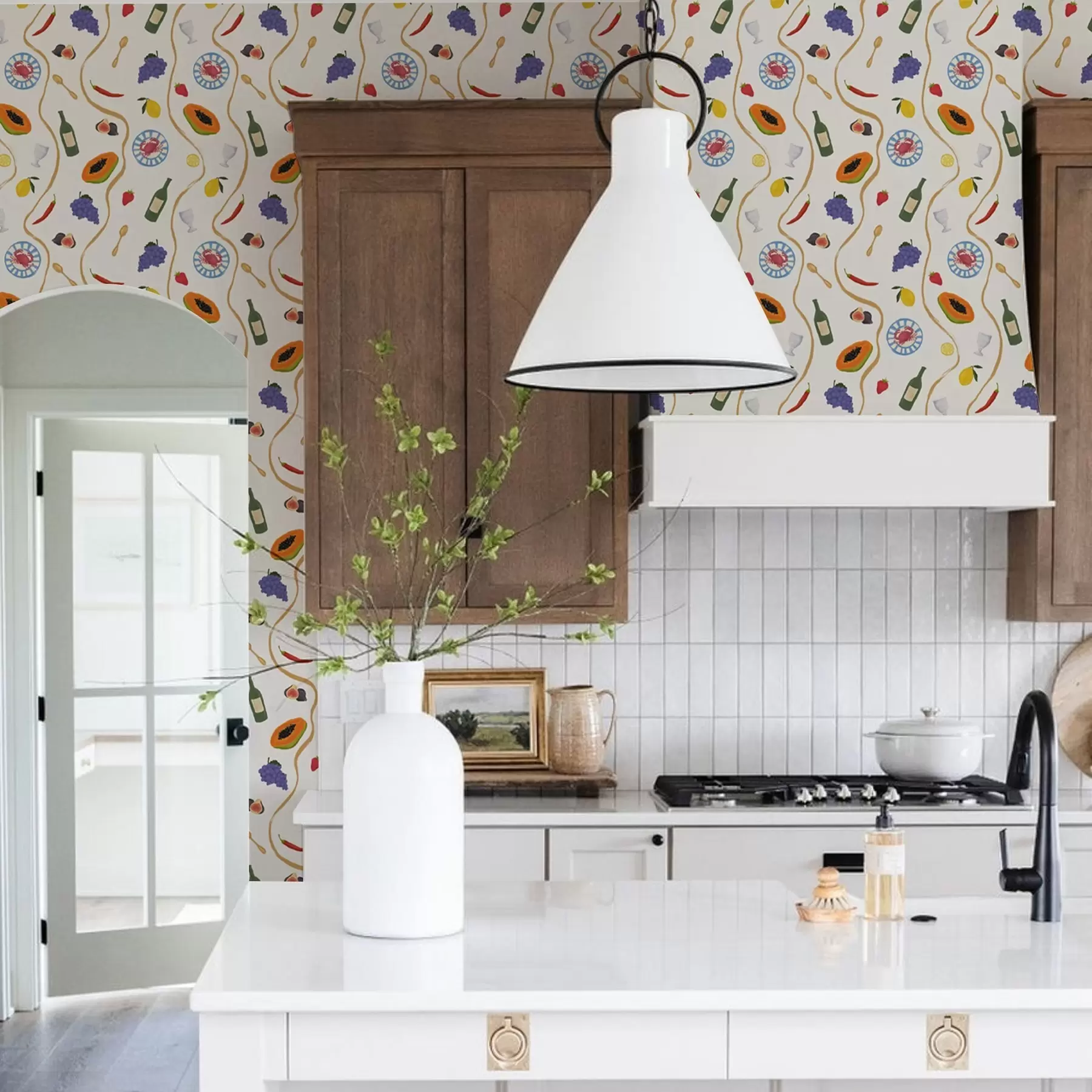 Fotobehang Flessen, papaja's, citroenen en kruiden op een lichte achtergrond a00802