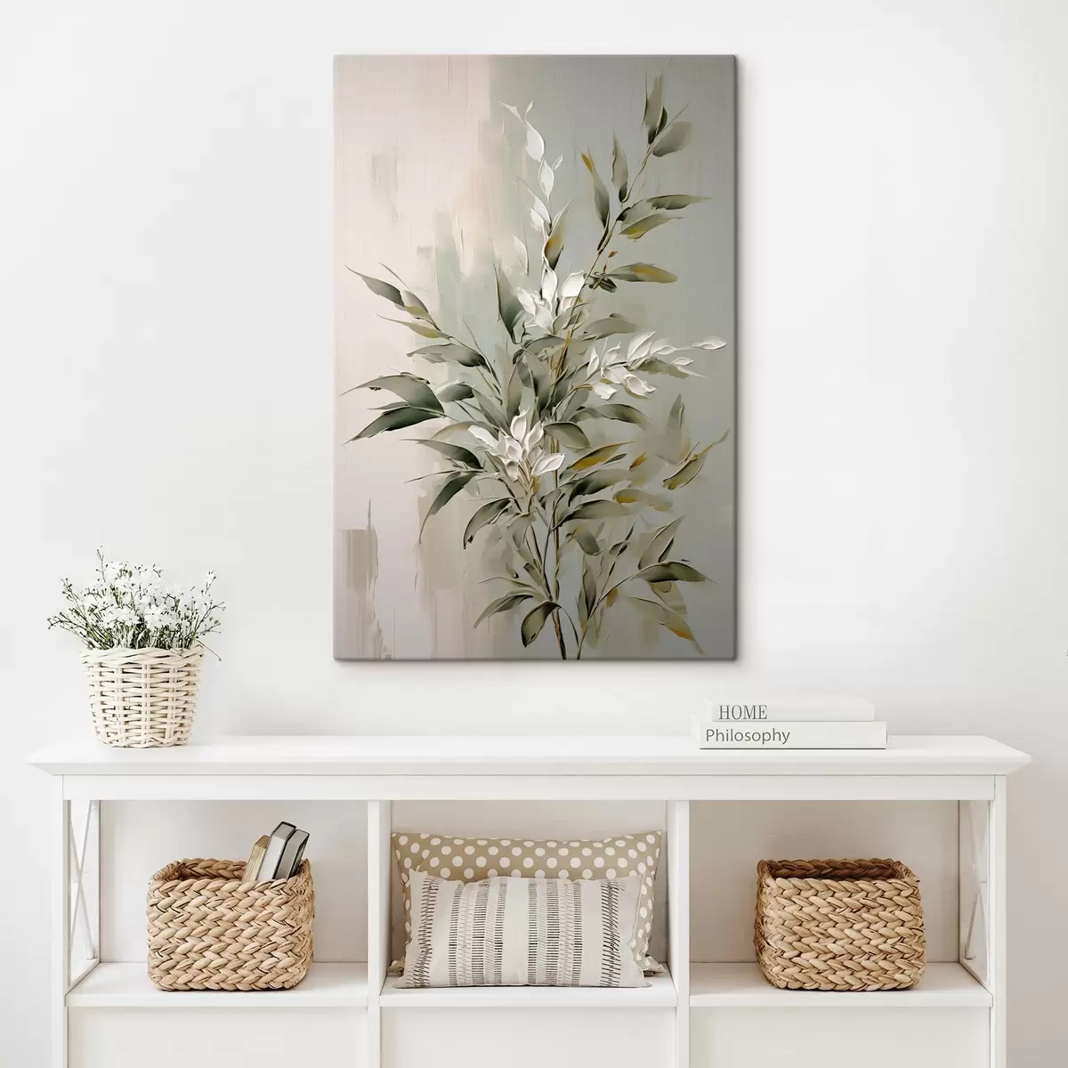  Schilderijen Abstracte tak met bladeren s46135