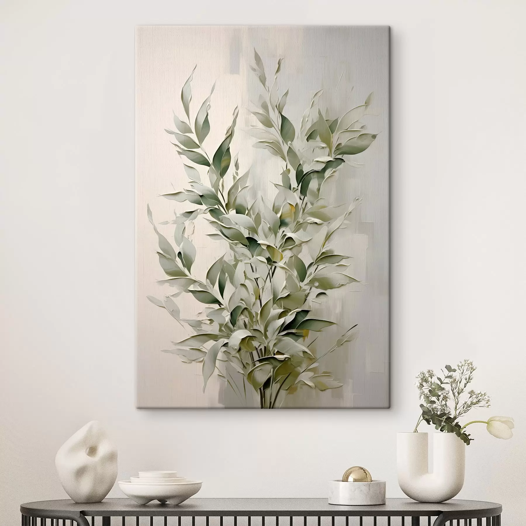  Schilderijen Abstracte tak met bladeren s46136