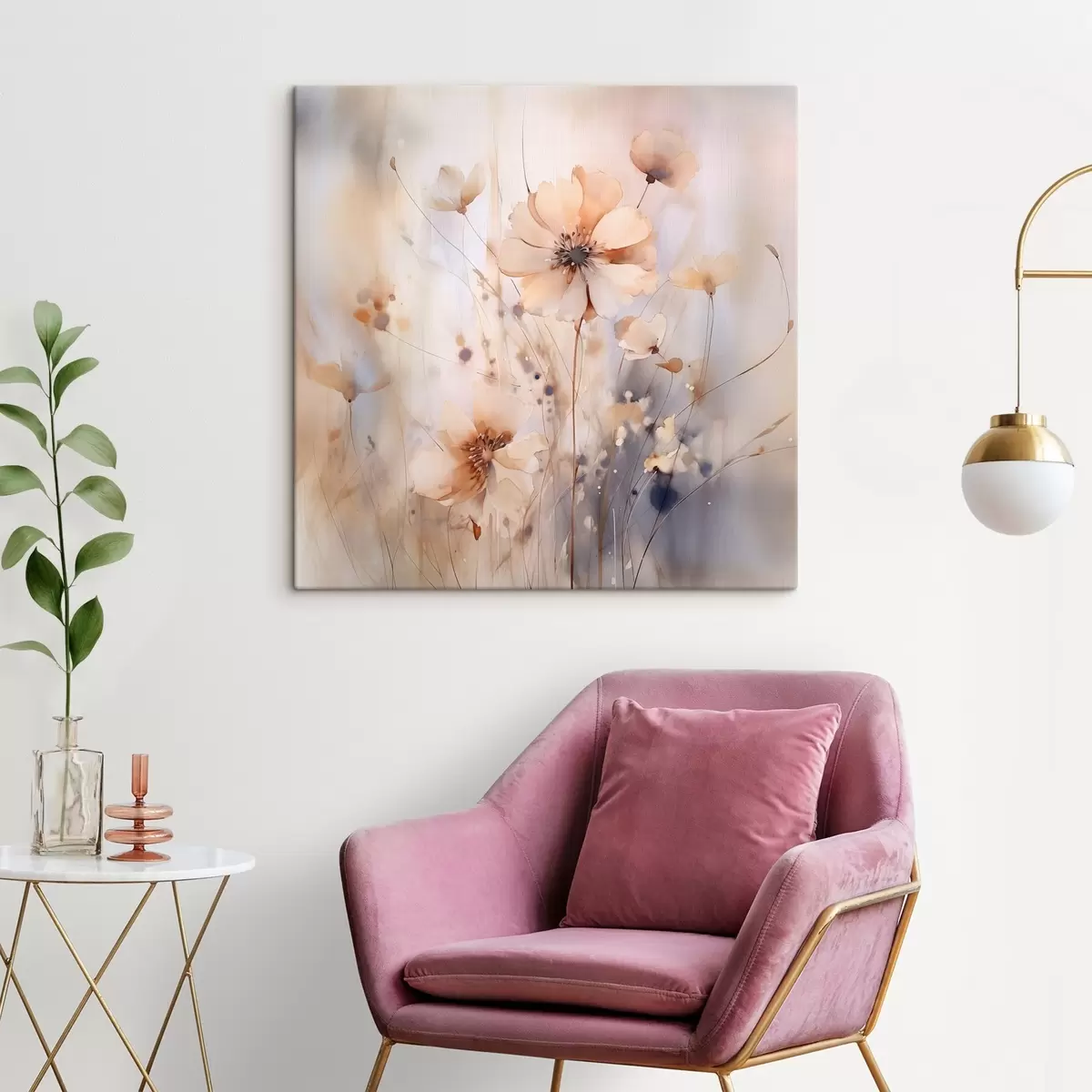  Schilderijen Delicate abstracte wilde bloemen s46139
