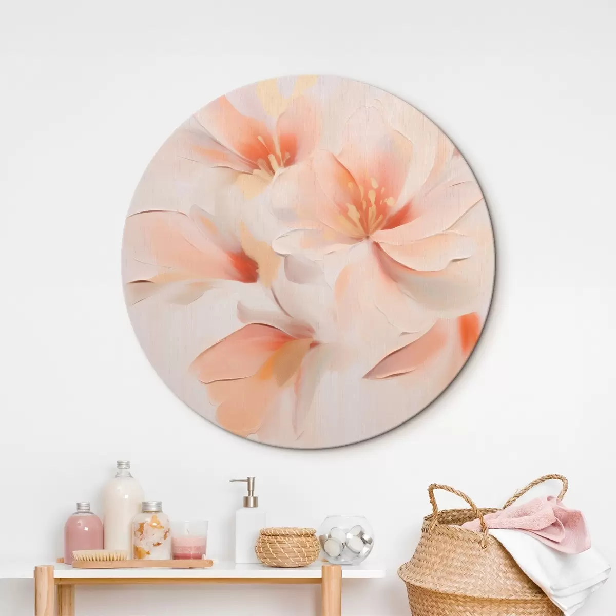 Ronde schilderijen Abstracte bloemen r46012