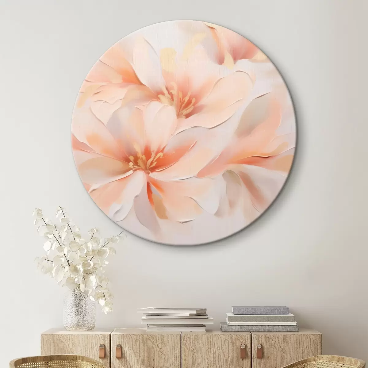Ronde schilderijen Abstracte bloemen r46130