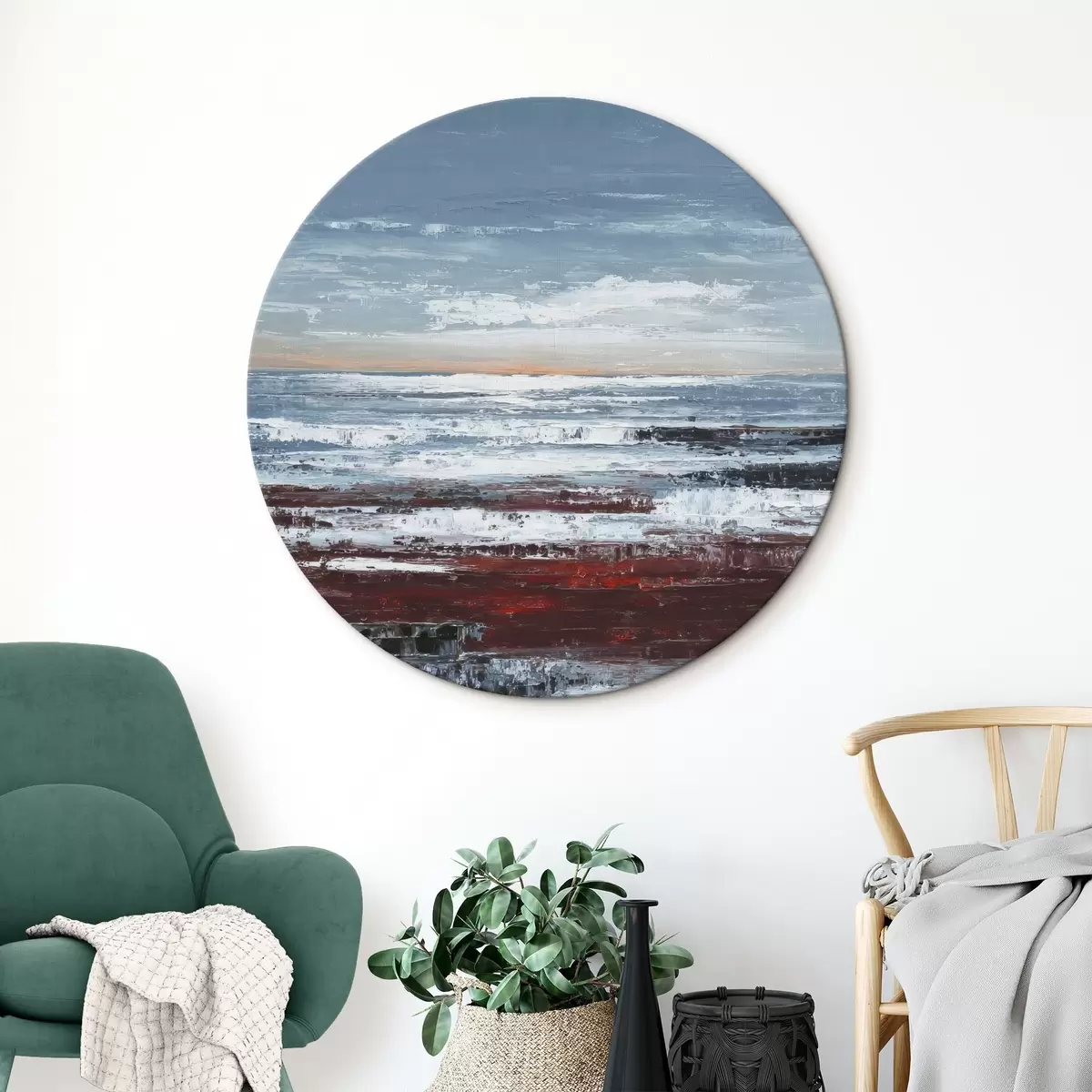 Ronde schilderijen Abstract zeegezicht r46014