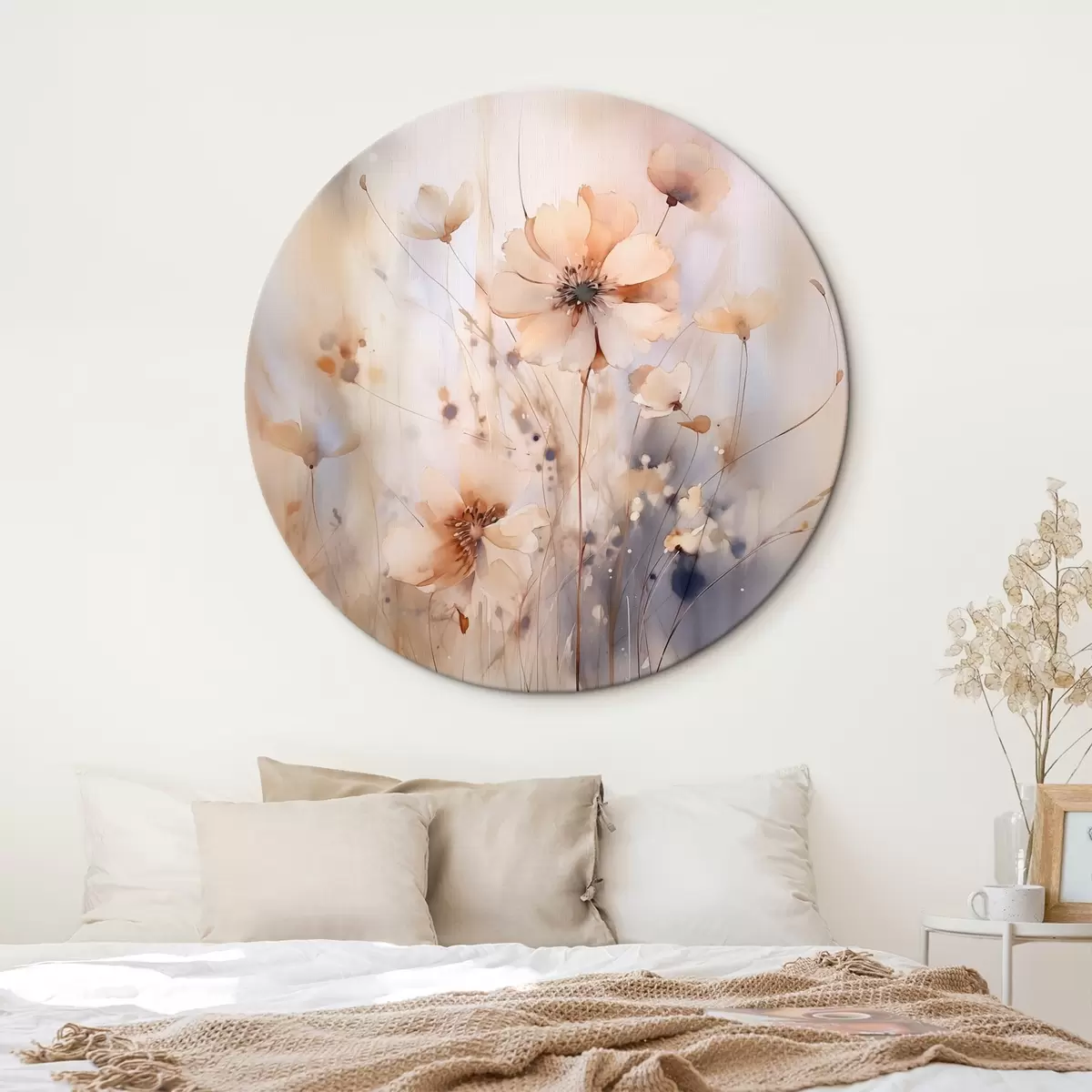 Ronde schilderijen Delicate abstracte wilde bloemen r46139