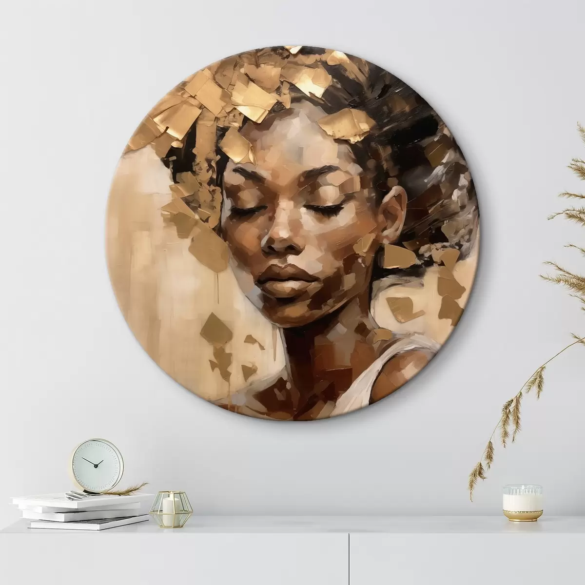 Ronde schilderijen Portret van een vrouw r46260