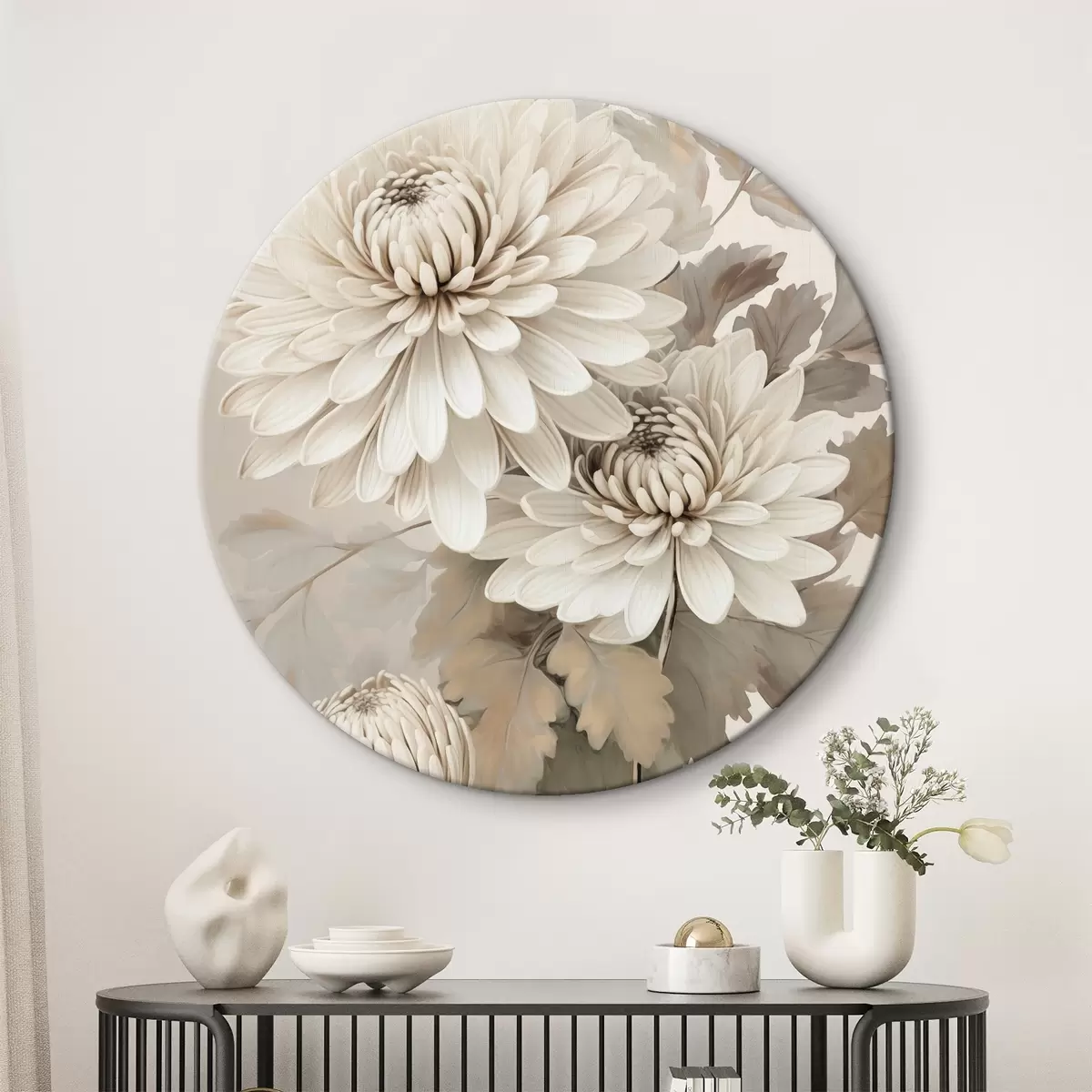 Ronde schilderijen Abstracte chrysanten r46261