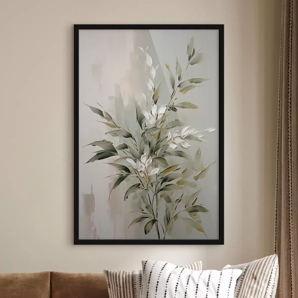 Poster Abstracte tak met bladeren f46135