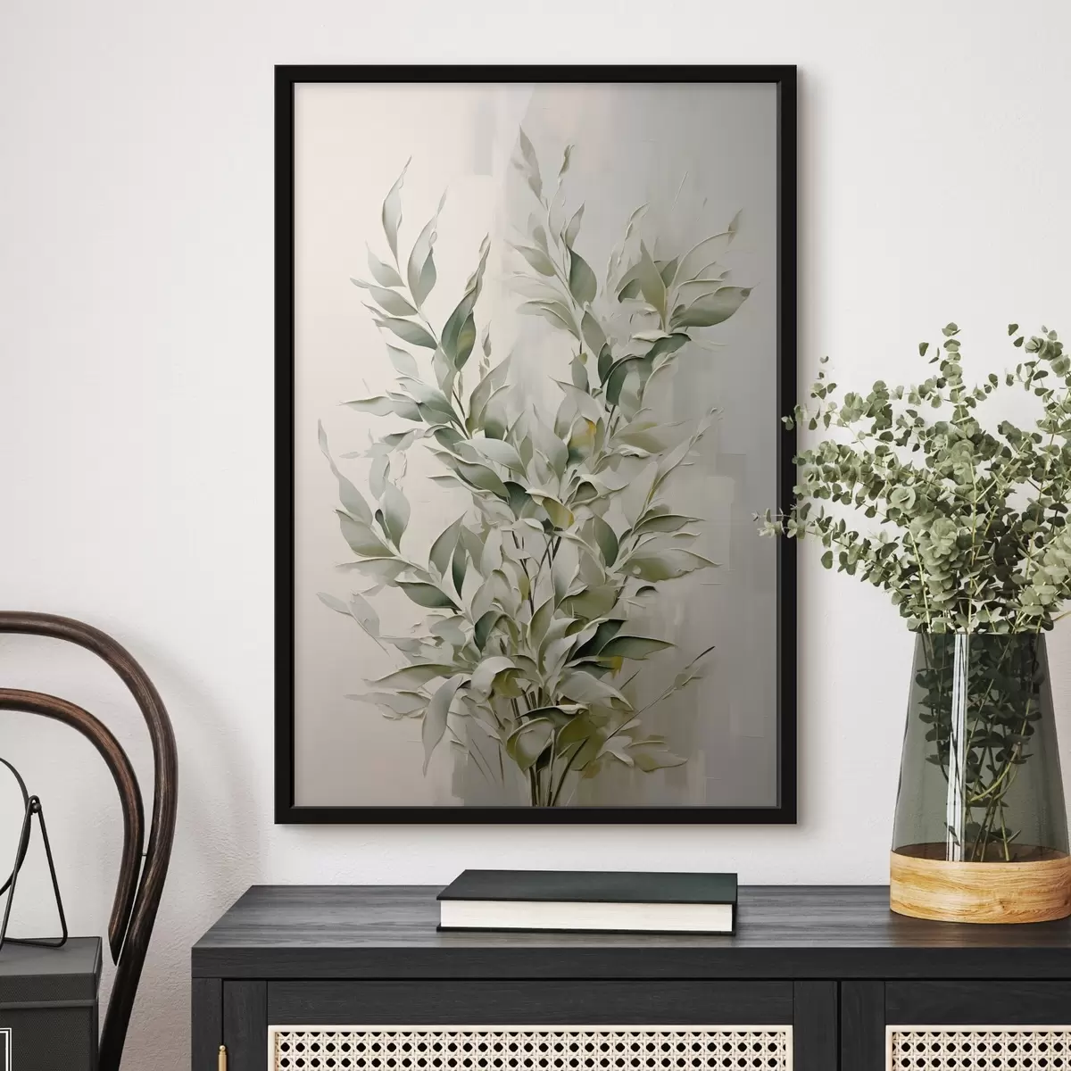 Poster Abstracte tak met bladeren f46136