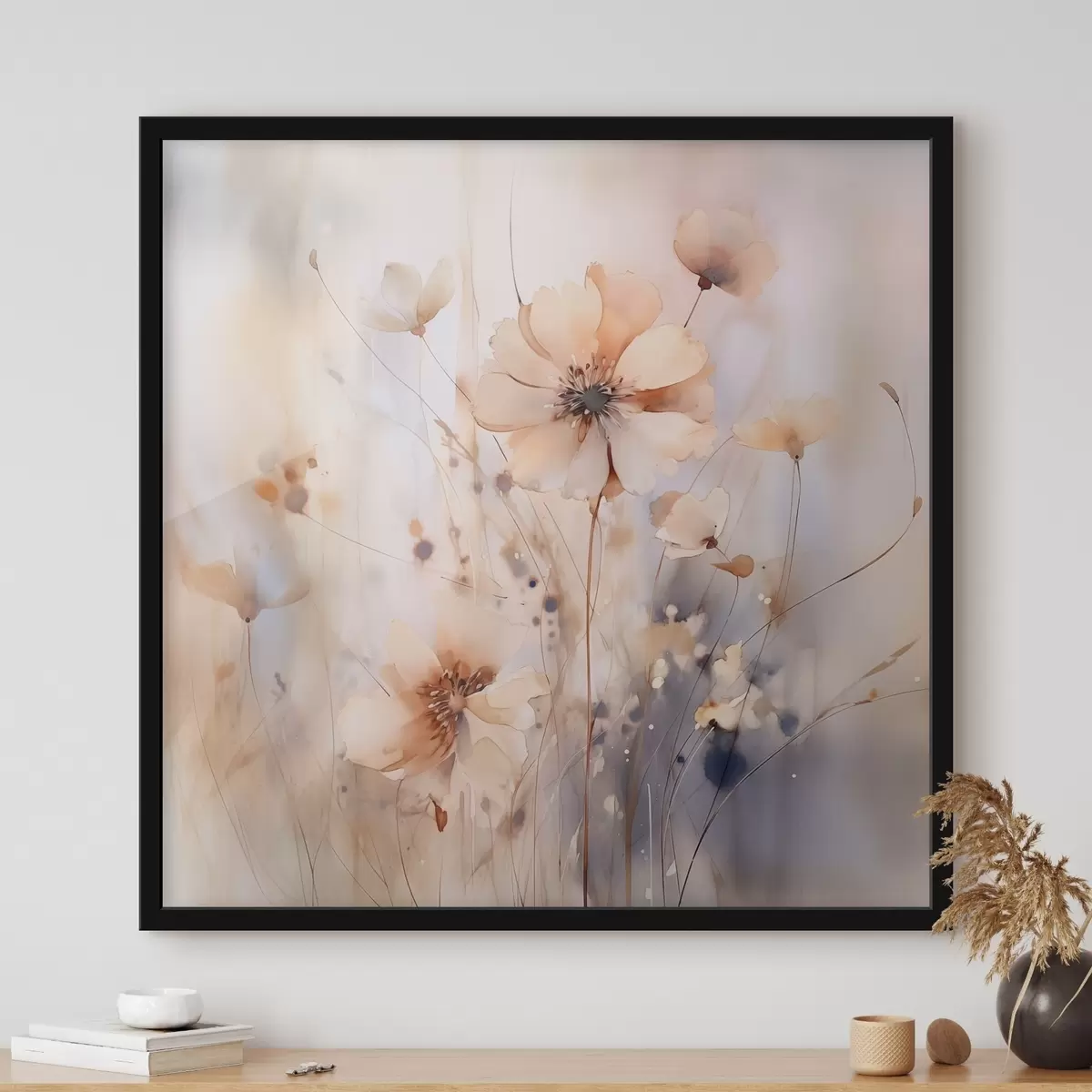 Poster Delicate abstracte wilde bloemen f46139