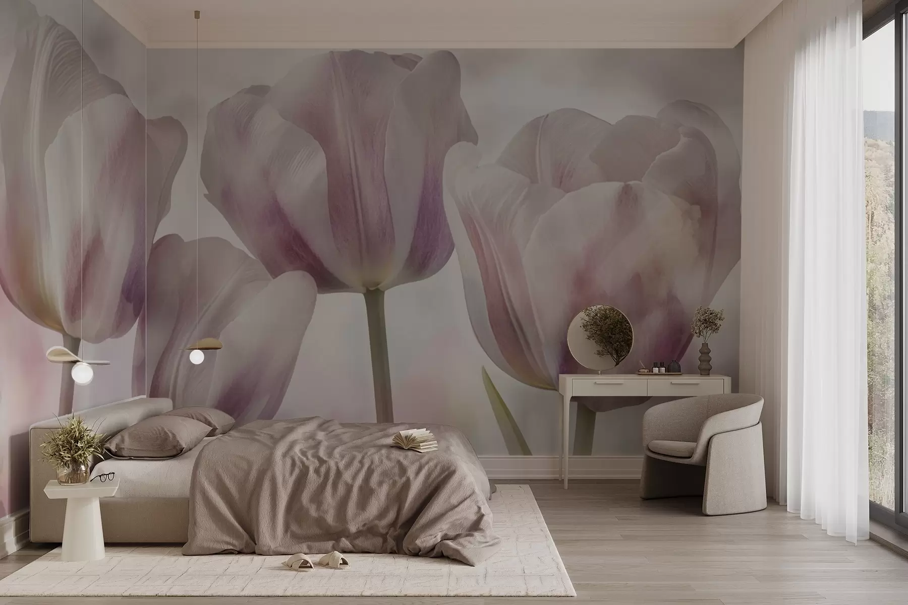 Fotobehang Tulpen in zachte kleuren w04700