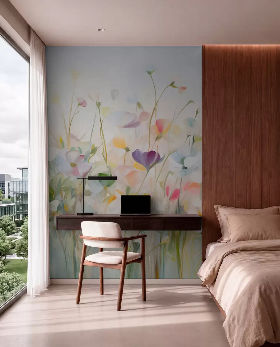 Fotobehang Kleurstudie van veldbloemen w09466