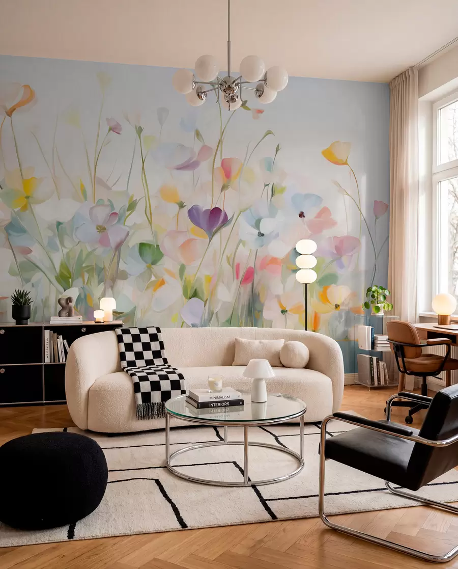 Fotobehang Kleurstudie van veldbloemen w09466