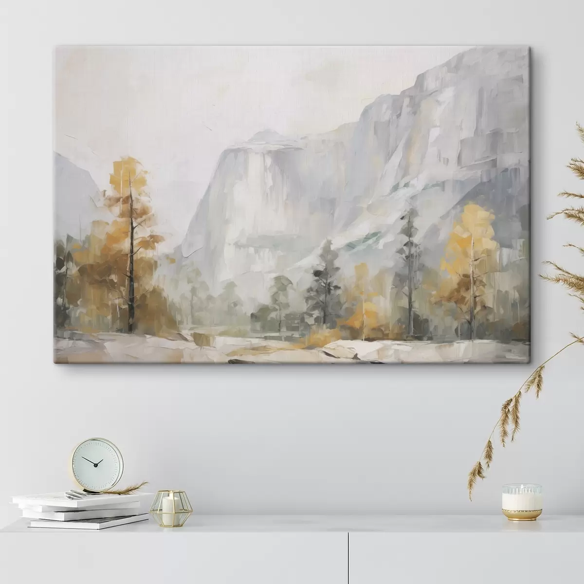  Schilderijen Landschap van een bos voor de bergen, imitatie van een schilderij s46299