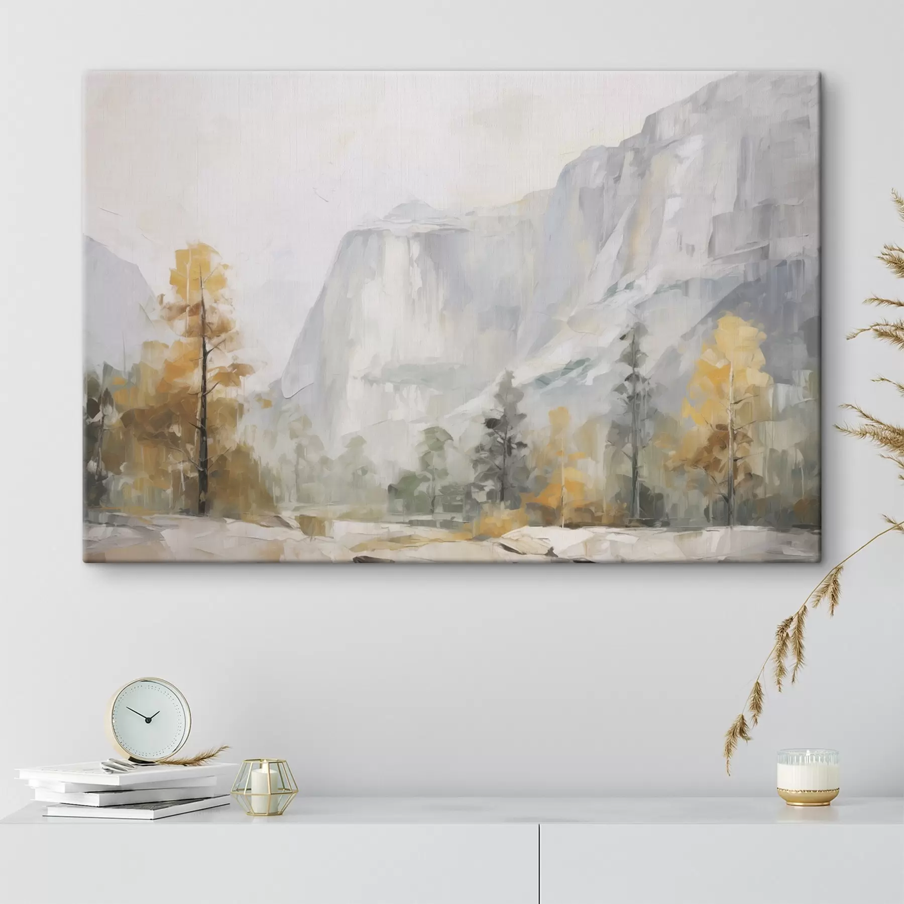  Schilderijen Landschap van een bos voor de bergen, imitatie van een schilderij s46299
