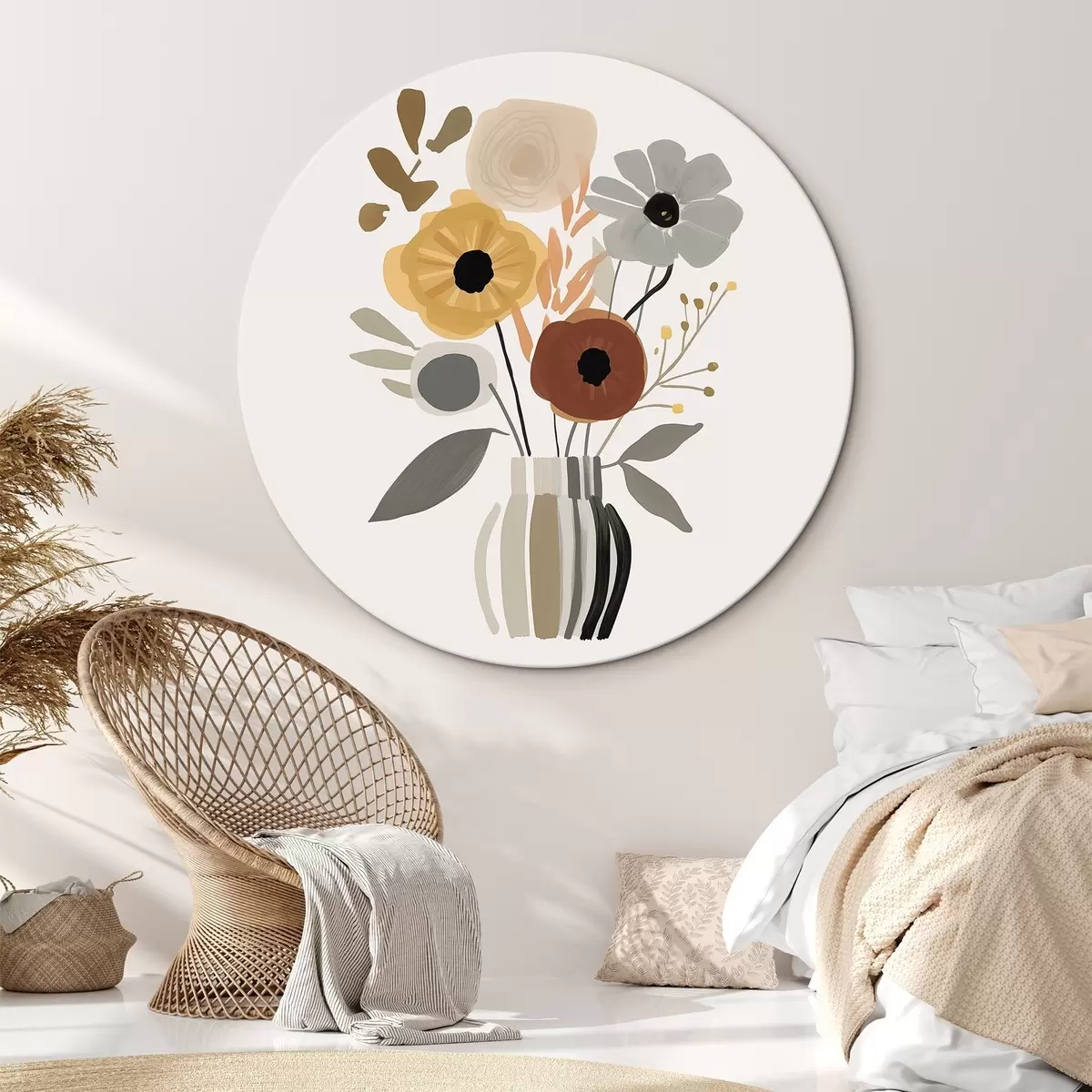 Ronde schilderijen Bloemen in een vaas r46302