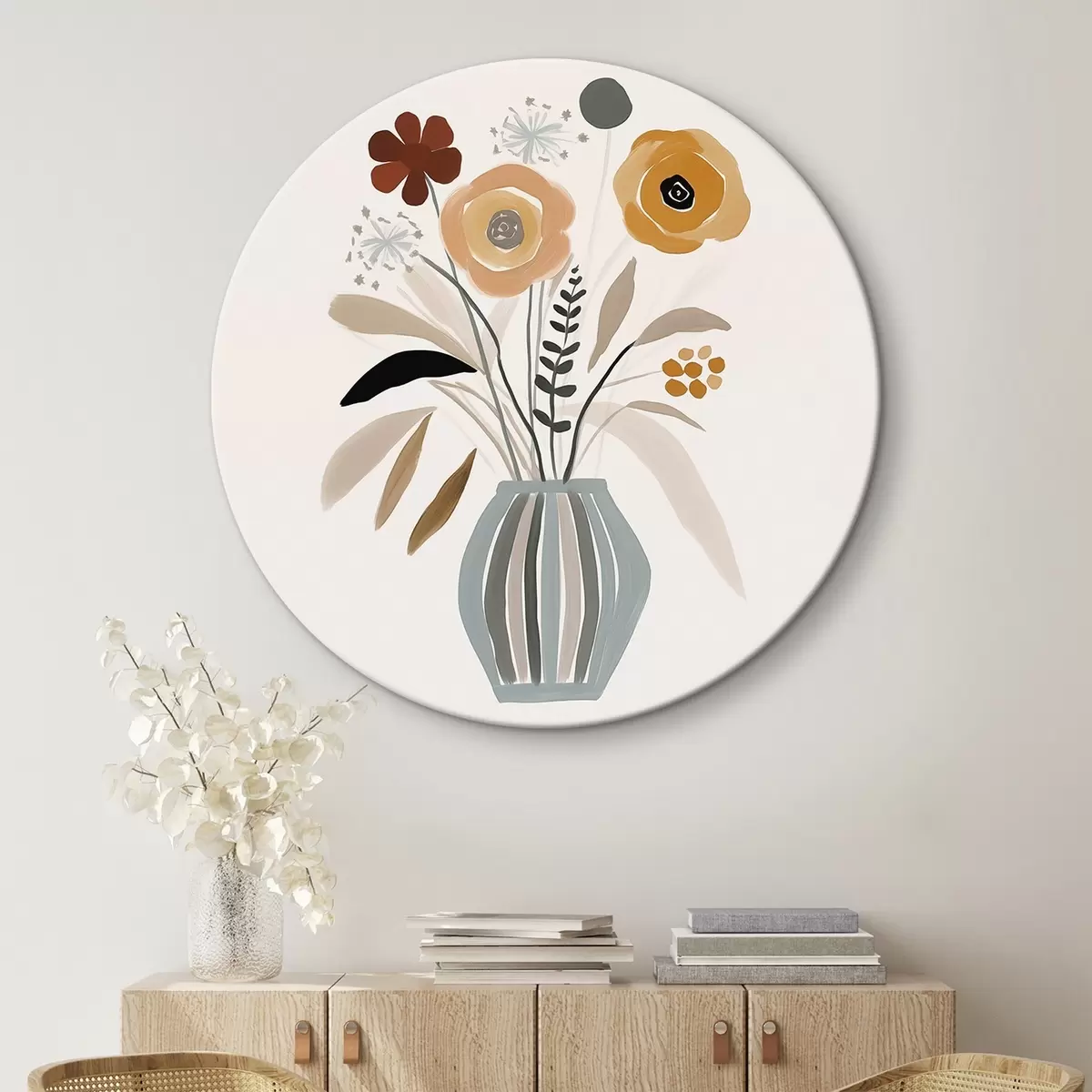 Ronde schilderijen Bloemen in een vaas r46303