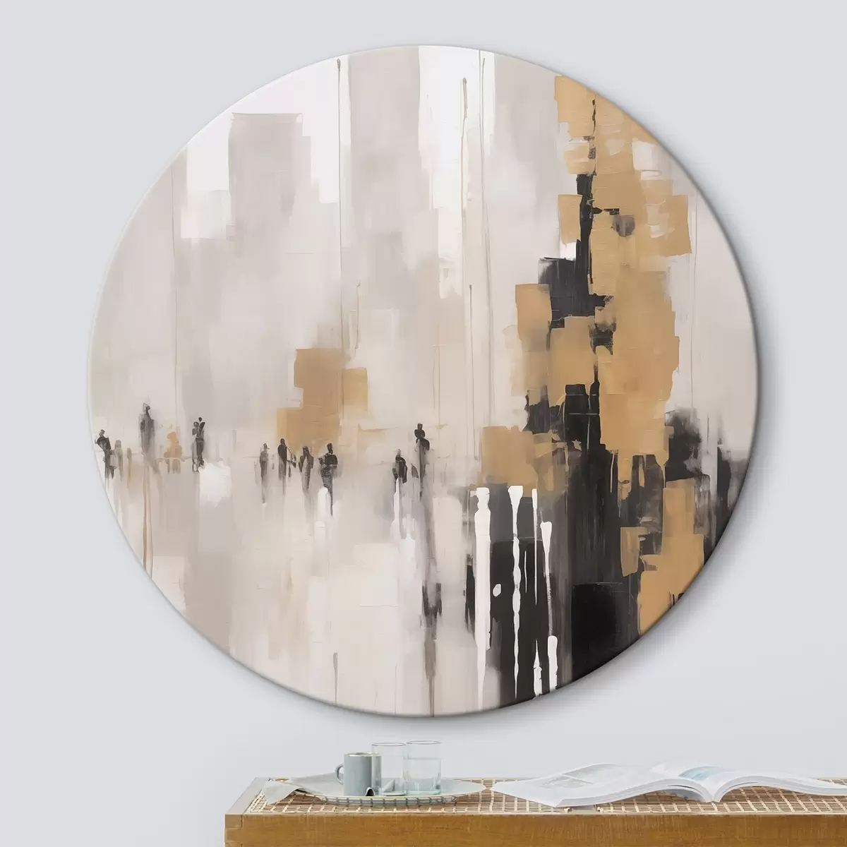 Ronde schilderijen Abstract stedelijk landschap r46305