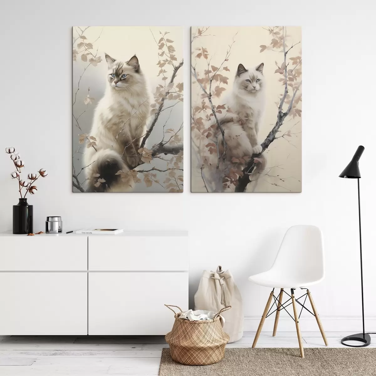  Schilderijen Een kat op een boomtak m00871