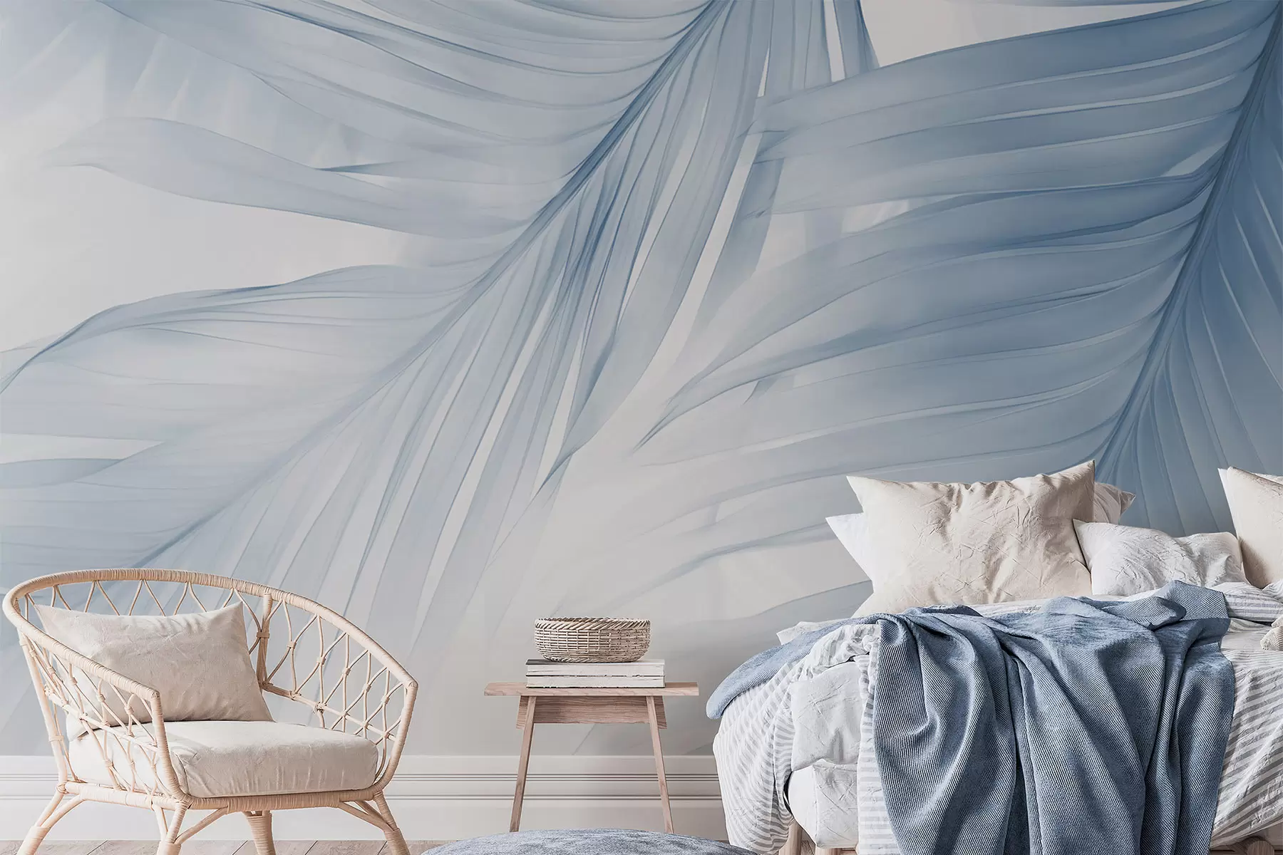 Fotobehang Varenbladeren in blauwtinten w04727v1