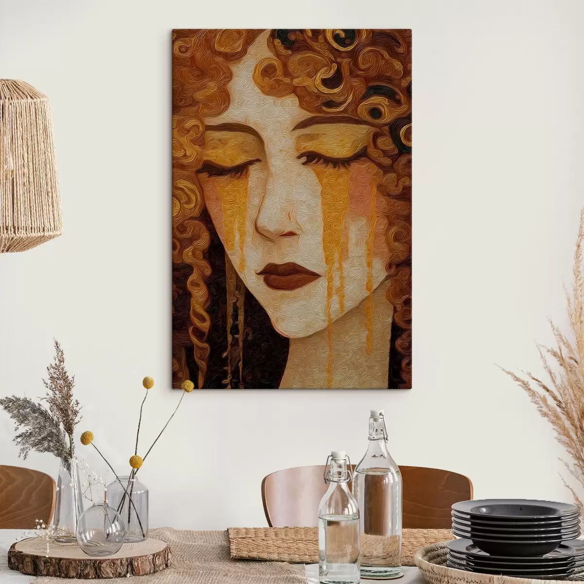  Schilderijen Vrouwelijk portret met rood haar en decoratieve make-up s46149