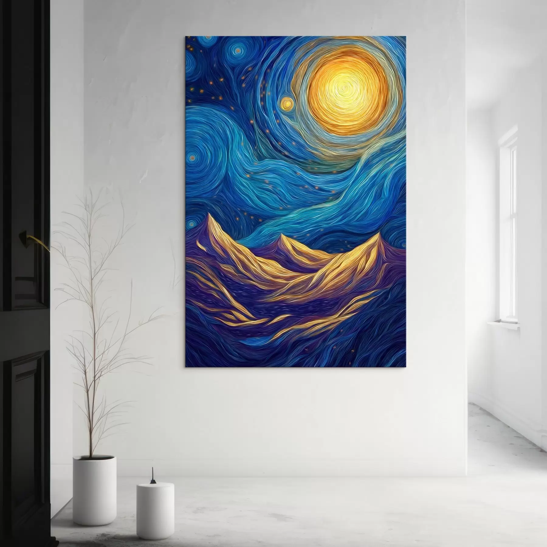  Schilderijen Heldere sterrenhemel boven bergtoppen s46168