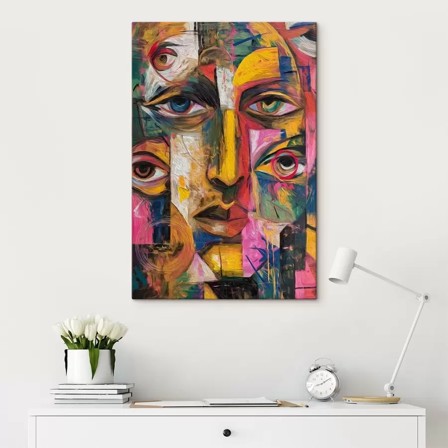  Schilderijen Abstract gezicht met heldere geometrische vormen s46175