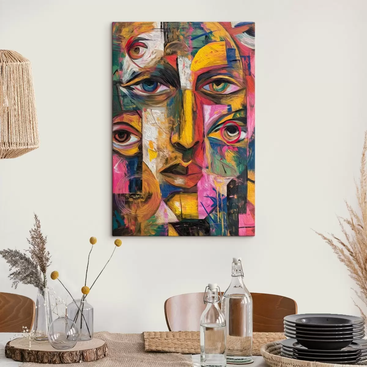 Schilderijen Abstract gezicht met heldere geometrische vormen s46175