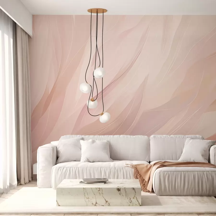 Fotobehang Abstracte zachte penseelstreken in pastelroze en perzikkleurige tinten w04731