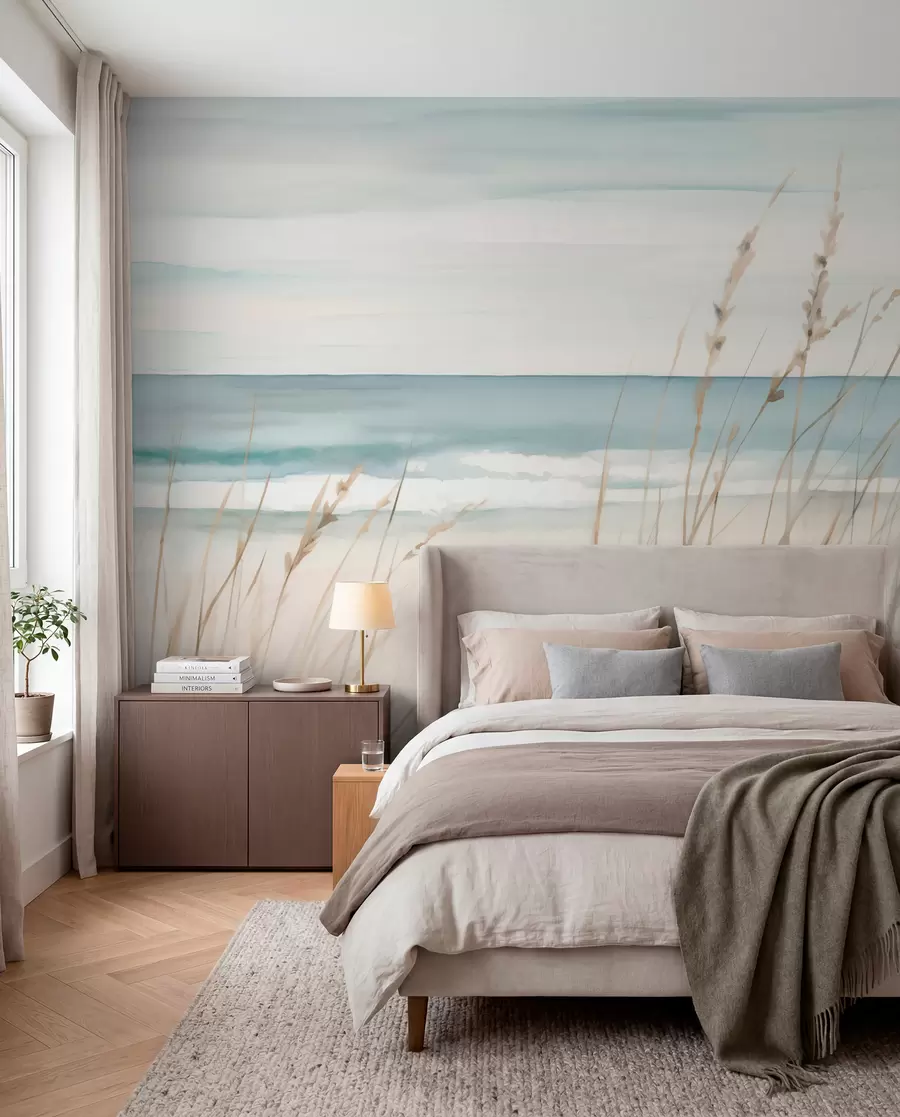 Fotobehang Zacht gras aan de kust w04737
