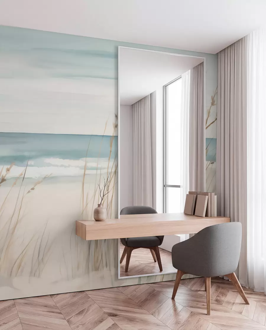 Fotobehang Zacht gras aan de kust w04737