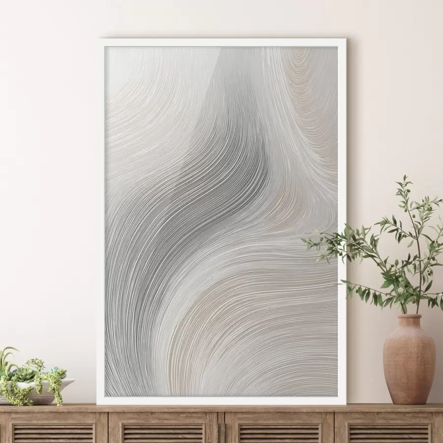 Fotobehang Abstracte vloeiende lijnen in neutrale tinten f46154