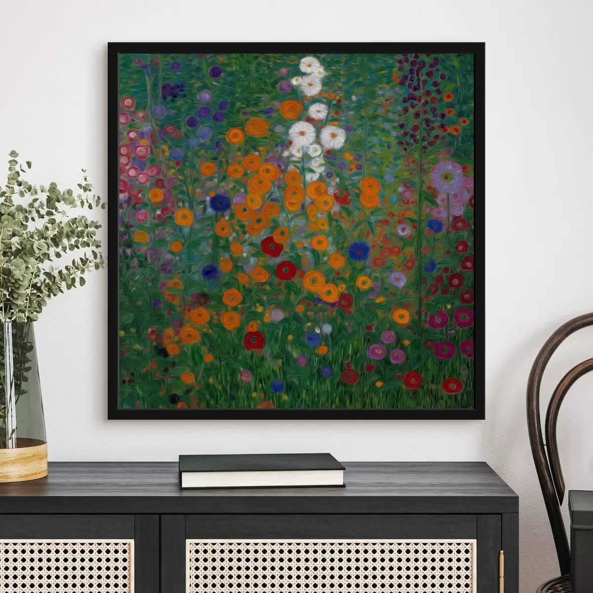 Poster Kleurrijk bloemenveld met witte accenten f46172