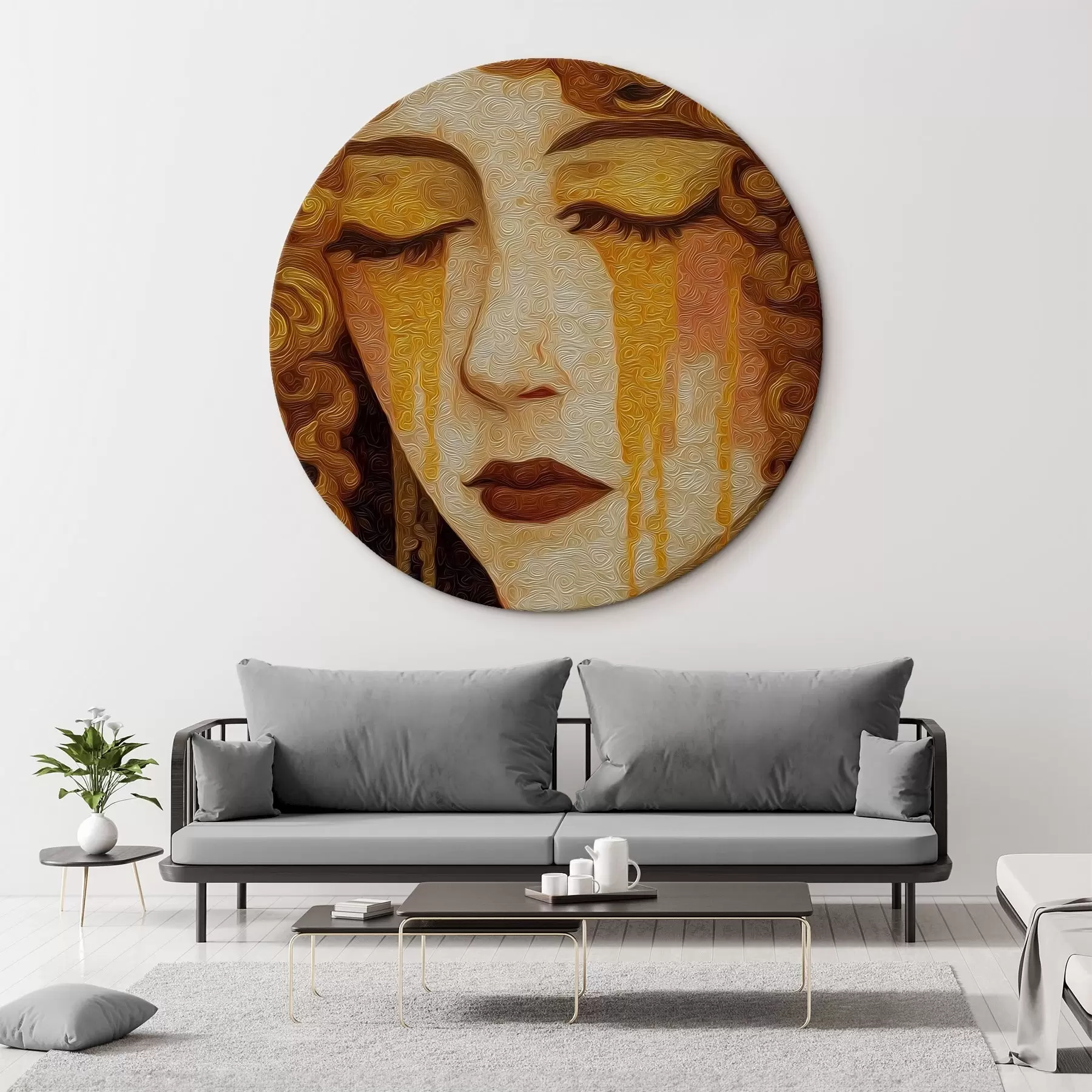  Schilderijen Vrouwelijk portret met rood haar en decoratieve make-up r46149