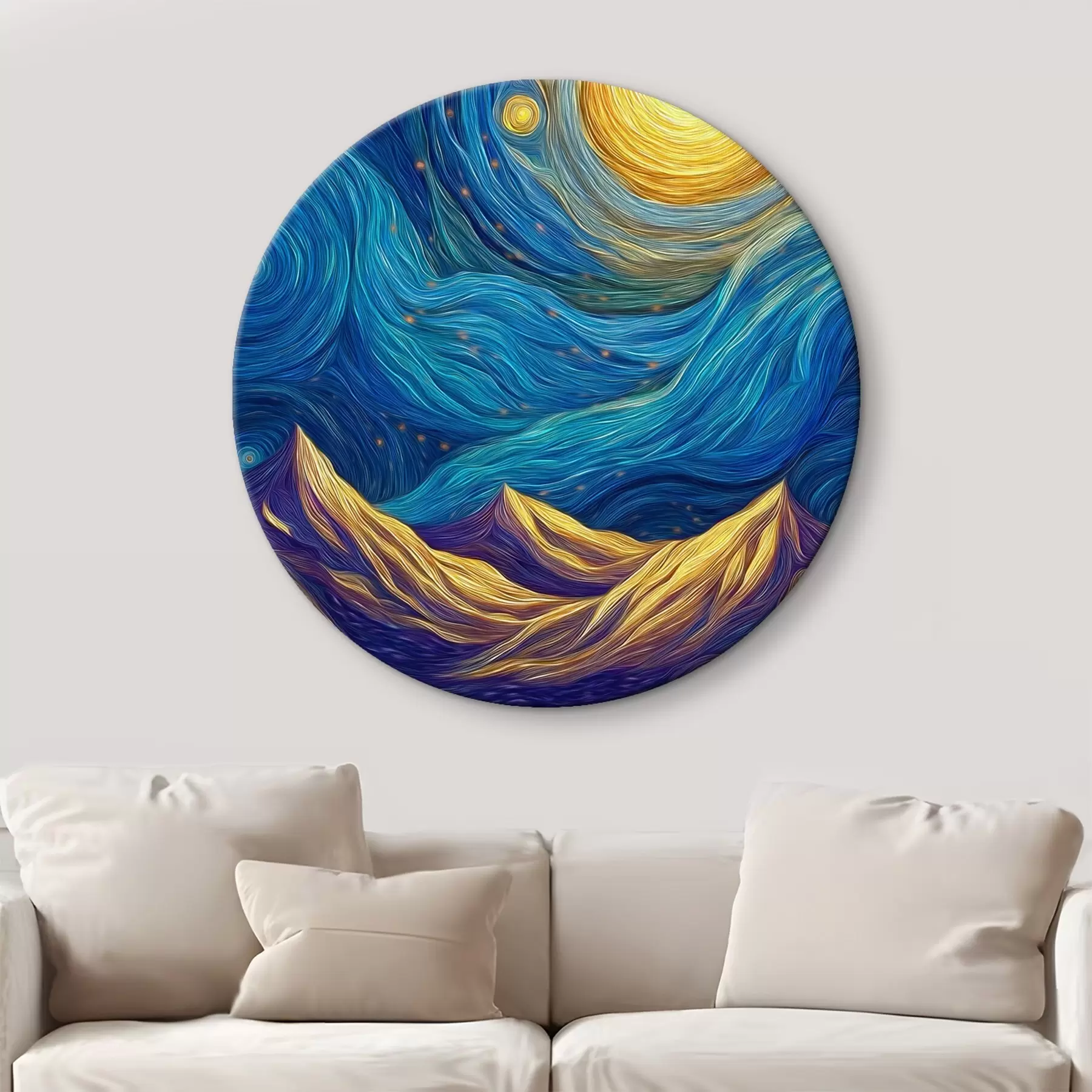  Schilderijen Heldere sterrenhemel boven bergtoppen r46168