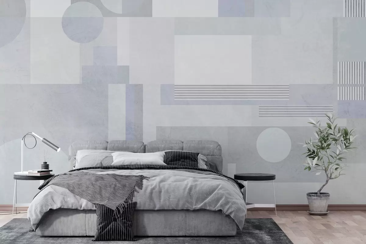 Fotobehang abstracte geometrie in grijsblauwe tinten w04635v2