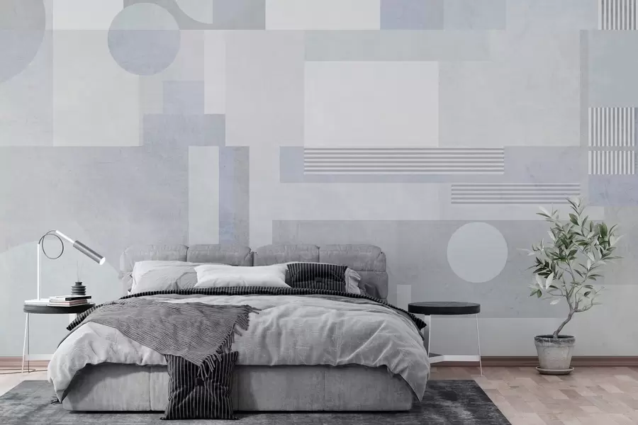 Fotobehang abstracte geometrie in grijsblauwe tinten w04635v2