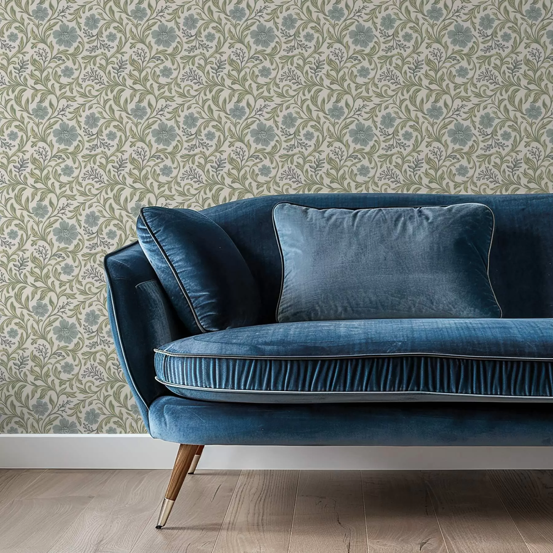 Fotobehang Saliegrijs bloemenornament op een lichte achtergrond a00712