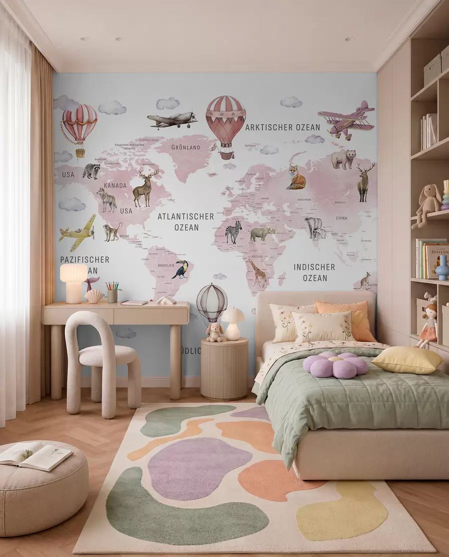 Fotobehang Roze atlas in het Duits c00001dev3