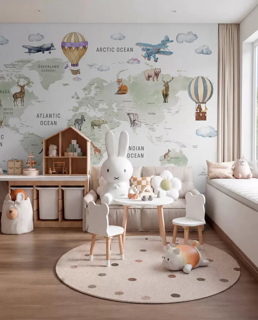 Fotobehang Groene atlas in het Engels c00001en