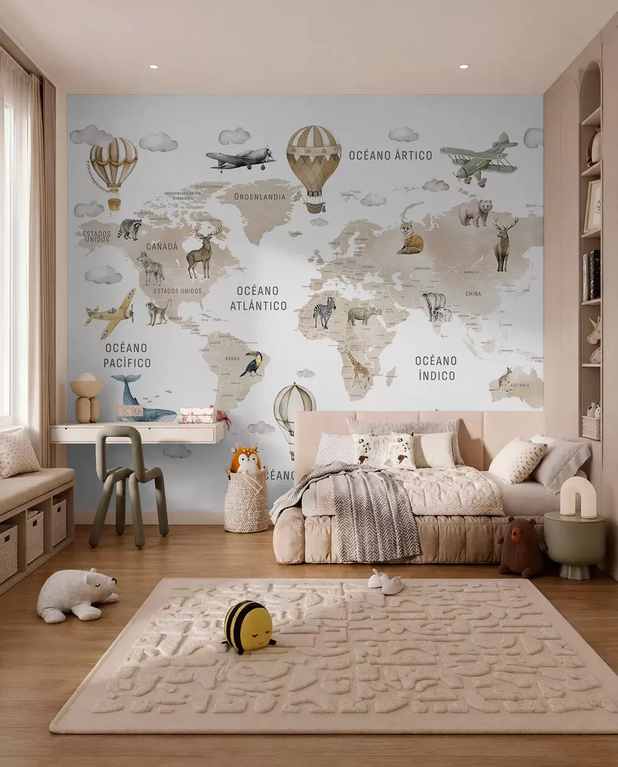 Fotobehang Beige atlas in het Spaans c00001esv2