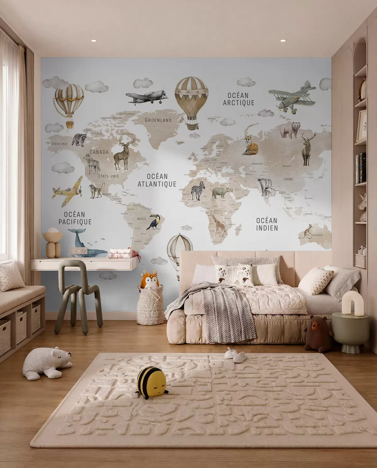 Fotobehang Beige atlas in het Frans c00001frv2