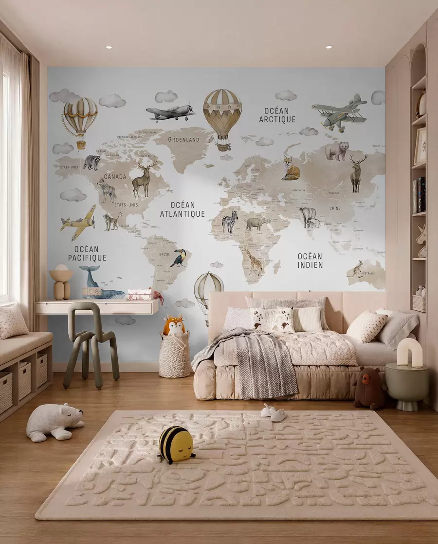 Fotobehang Beige atlas in het Frans c00001frv2