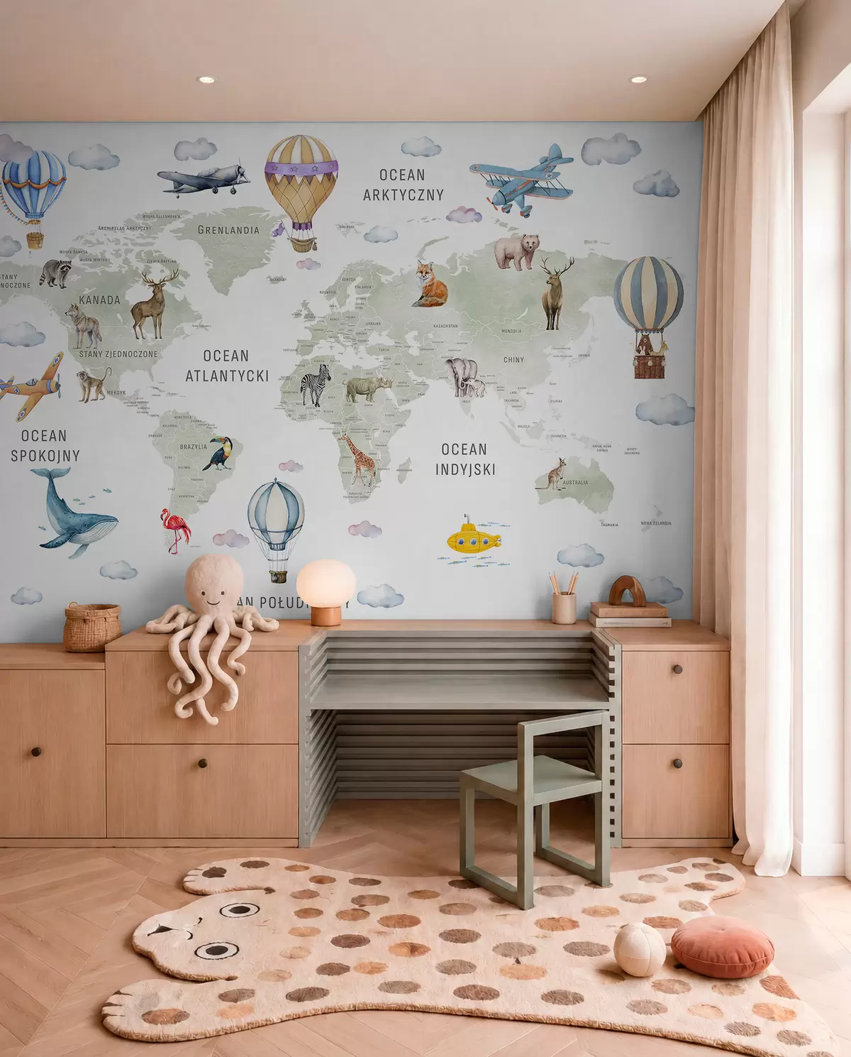Fotobehang Groene atlas in het Pools c00001pl