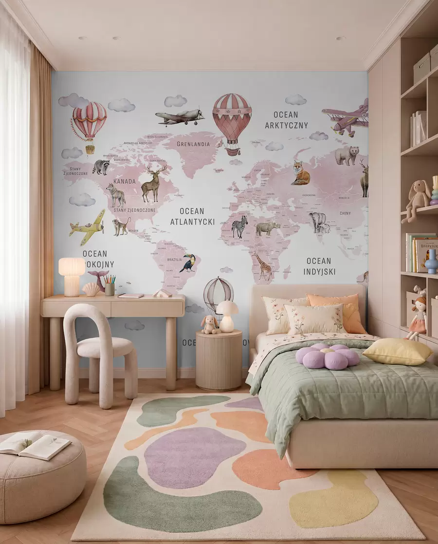 Fotobehang Roze atlas in het Pools c00001plv3